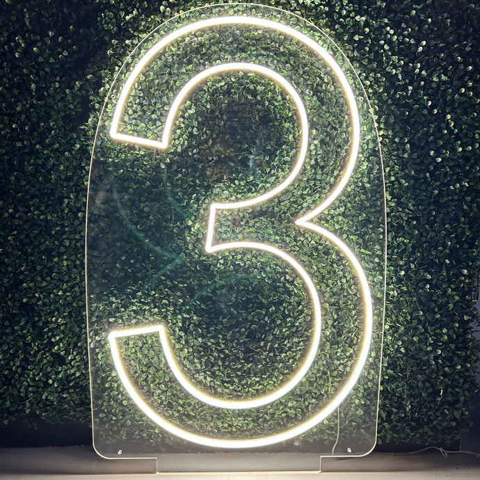 Number 3 Neon Sign Rental