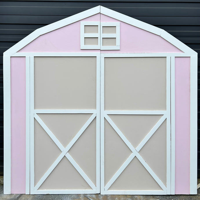 8ft Barn Backdrop Rental - Pink