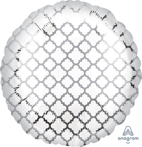 32661 White and Silver Quatrefoil