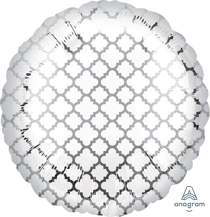 32661 White and Silver Quatrefoil
