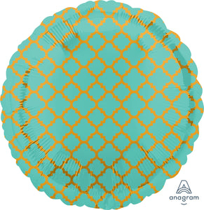 32862 Robins Egg and Gold Quatrefoil