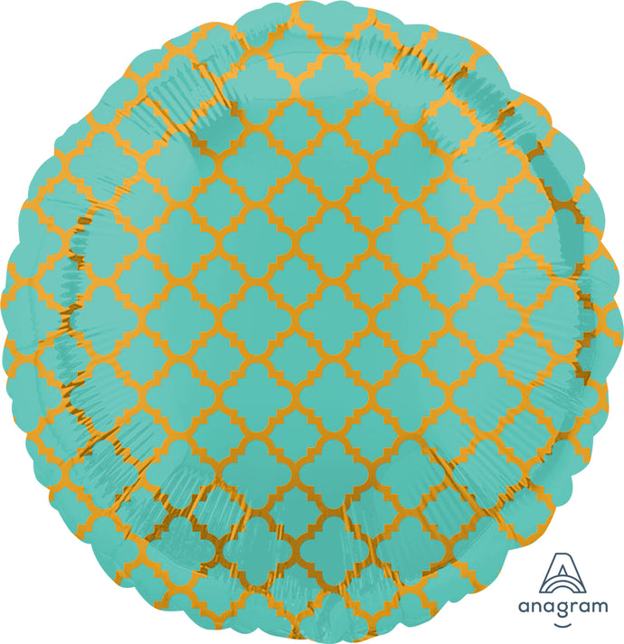 32862 Robins Egg and Gold Quatrefoil