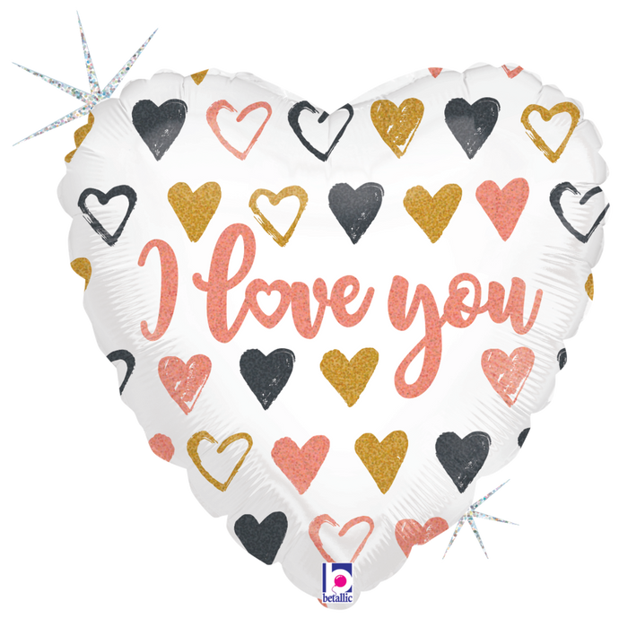 36754 Rose Gold Hearts I Love You
