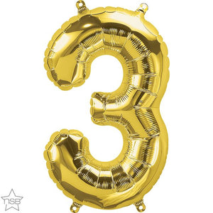 59047 Air Fill Number "3" Gold 16in