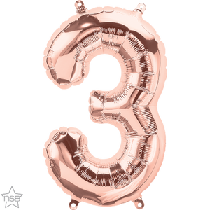 59107 Air Fill Number "3" Rose Gold 16in