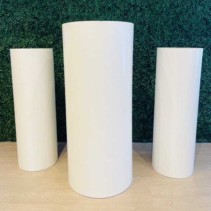 Set of 3 Round Plinth Rental - Tall White
