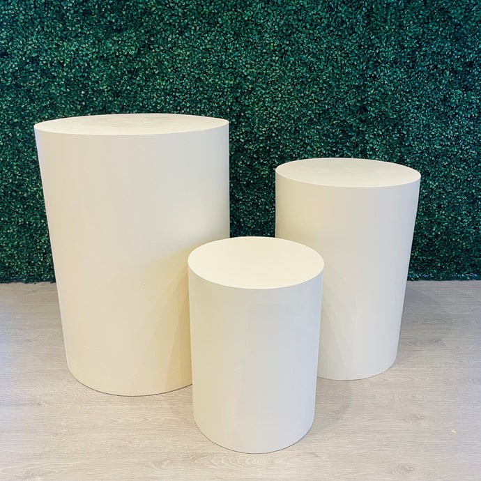 Set of 3 Round Plinth Rental - White