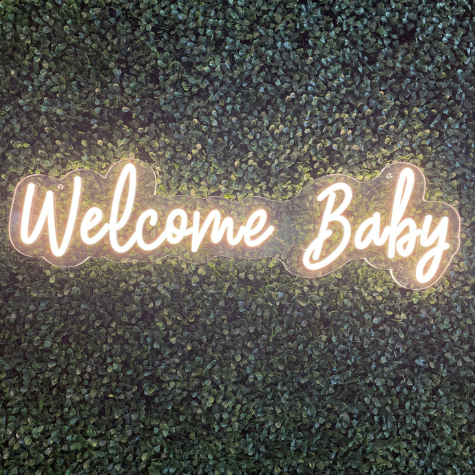 Welcome Baby Neon Sign Rental - White