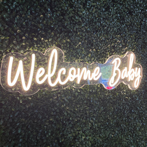 Welcome Baby Neon Sign Rental - White