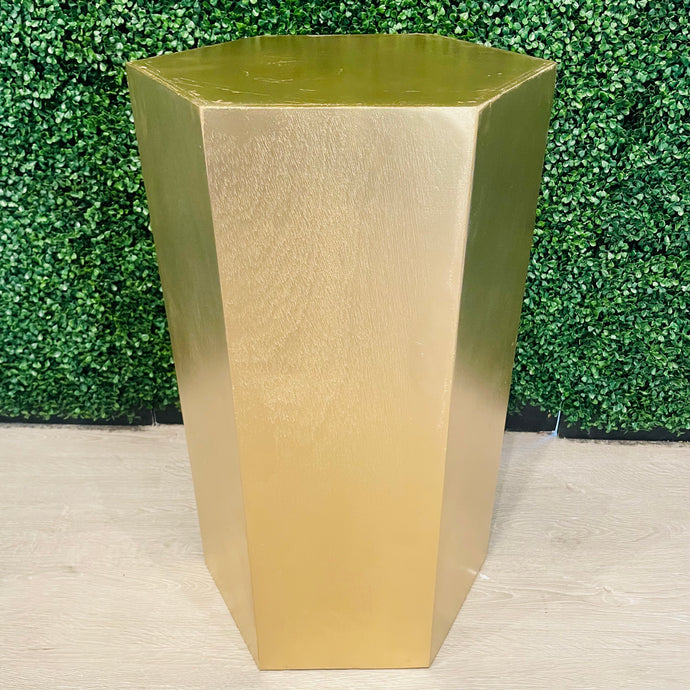 30in Hexagon Plinth Rental - Gold