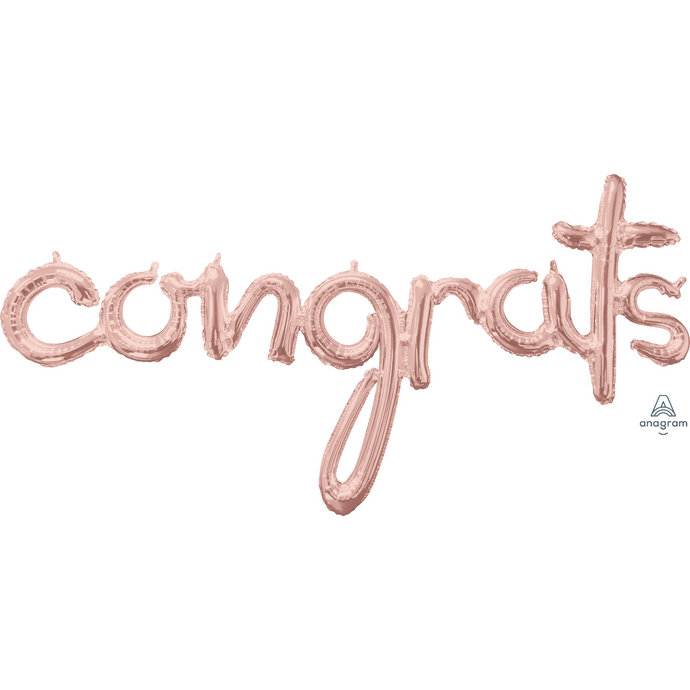 39158 Script Phrase Congrats Rose Gold