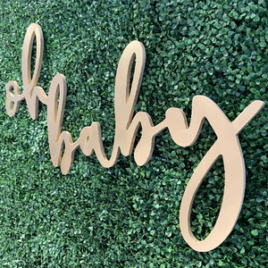 Oh Baby Wood Sign Rental - Gold